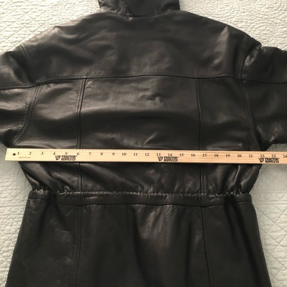 Wilsons Leather vintage 80’s black hooded leather jacket coat. Size small. - Picture 11 of 13